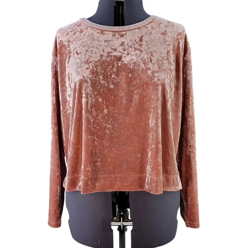 Ava & Viv Pink Velvet Cropped Top Sz 2X